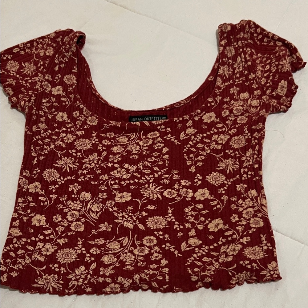 Urban Outfitters Burgundy Floral Blouse